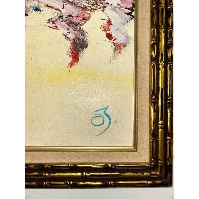 Textile Kenneth Abendana Spencer Signed Harbor Reflections Abstract Seascape Oil Painting (2000s), Framed For Sale - Image 7 of 14