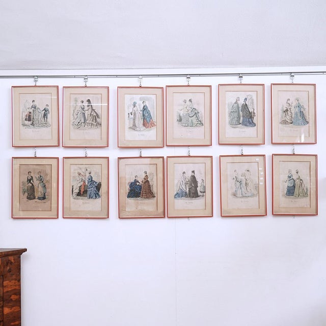 Figurative Composition, 18th Century, Watercoloured Woodcut, Set of 12 For Sale - Image 15 of 15