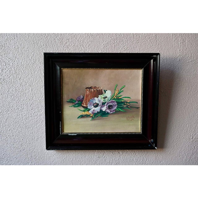 P. Fruet, Anemones and Mimosa, 1920s, Oil on Canvas, Framed For Sale - Image 9 of 9
