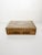 Large decorative wooden box dating from the 1970s, distinguished by its elaborate geometric marquetry decoration. The...