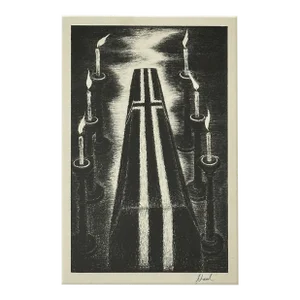 Richard Hood (1910-1995) - Casket With Candles Etching, Signed (Framed, C. 1943)