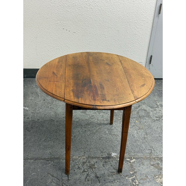 Antique French Drop Leaf Round Farm Table For Sale - Image 9 of 12