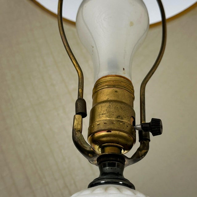 Mid 20th Century Neoclassical Brass and Painted Milk Glass Grapevine Lamps - A Pair For Sale - Image 18 of 18