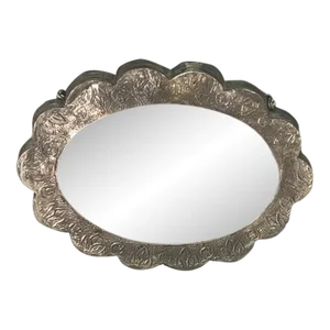 Mid 20th Century Turkish 800 Sterling Silver Decorative Oval Mirror