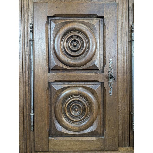 Brutalist Oak Buffet in the style of Dudouyt For Sale - Image 10 of 11
