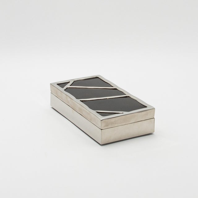 2020s Modern Box in Black Shell With Polished Stainless Steel by R&y Augousti For Sale - Image 5 of 9