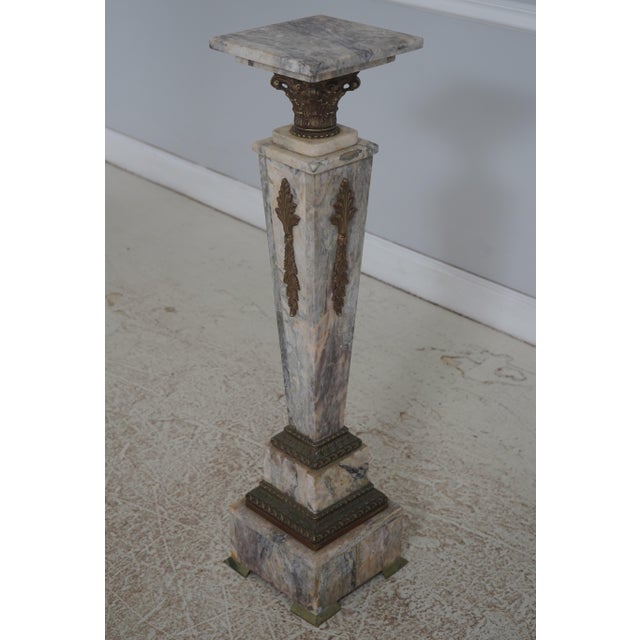 French Pair of Vintage Marble & Brass Louis XVI Pedestals For Sale - Image 3 of 14