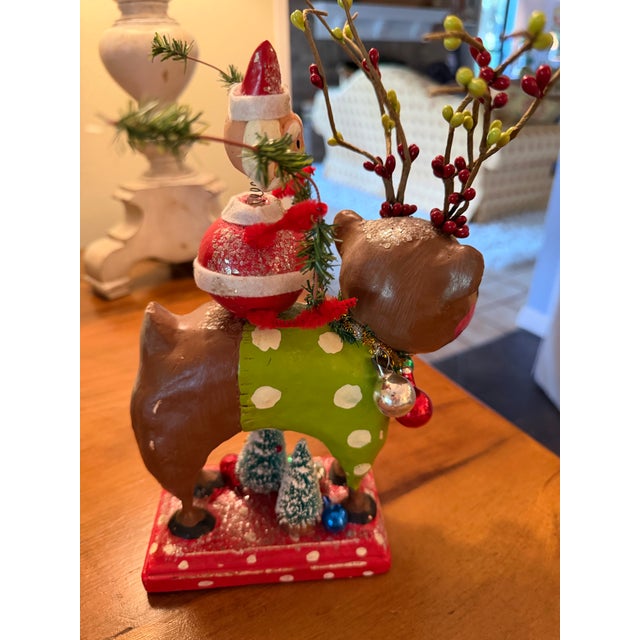 2000 - 2009 Penny McAllister Bobble Head Santa Riding Reindeer 2006 For Sale - Image 5 of 8