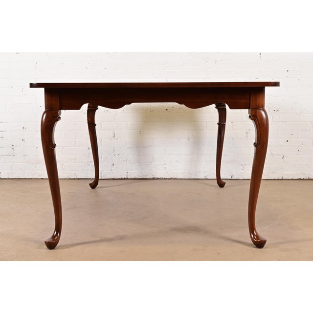 Harden Furniture Queen Anne Solid Cherry Wood Parquet Top Extension Dining Table, Newly Refinished For Sale - Image 14 of 16