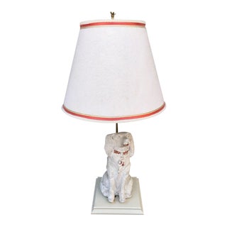 Late 19th Century Cavalier King Charles Spaniel Lamp With Original Shade For Sale