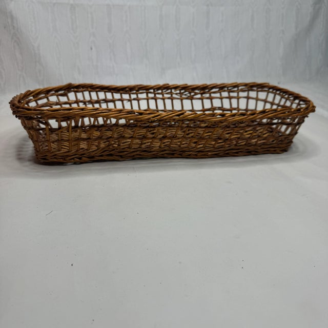 Wood Vintage Wicker French Baguette Basket For Sale - Image 7 of 7