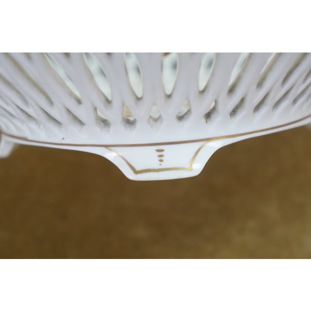 White Antique Max Roesler German Dresden Porcelain Reticulated Compote Basket Bowl 7" For Sale - Image 8 of 12