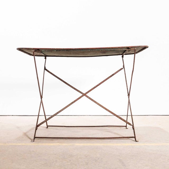 Vintage French Rectangular Metal Folding Dining Table, 1950s For Sale - Image 3 of 7
