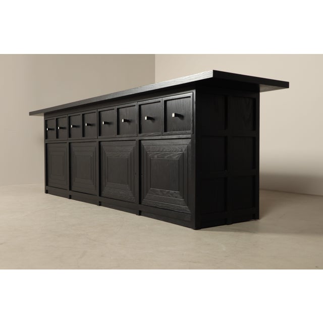 Large Architectural 4-Door Sideboard in Ebonized Wood, 1990s For Sale - Image 17 of 17