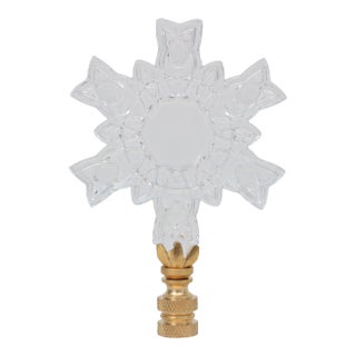 Waterford Crystal Snowflake Lamp Finial on Brass Hardware For Sale