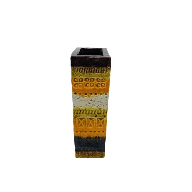 Aldo Londi Aldo Londi for Bitossi Rectangular Vase in Hard to Find Mustard and Brown For Sale - Image 4 of 8