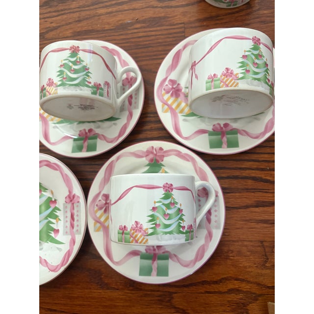 Vintage "Home for Christmas" Pink Holiday Dish Set - A Set of 25 For Sale - Image 11 of 12