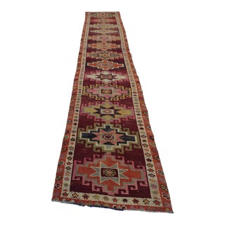 1970s Southwestern Style Geometric Desing Herki Runner Rug For Sale