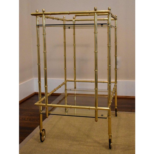 1960s Hollywood Regency Faux Bamboo Brass Bar Cart Chairish