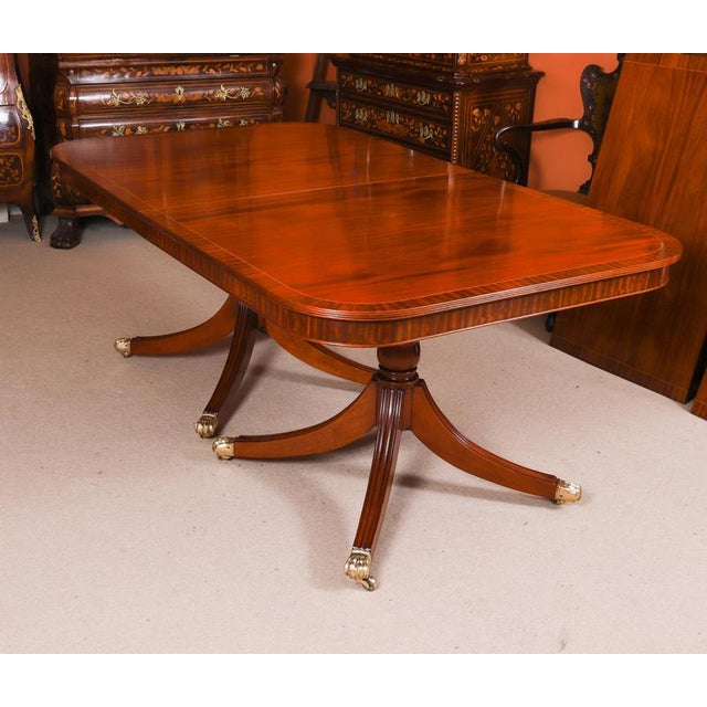 Wood Vintage Regency Revival Flame Mahogany Dining Table and Chairs, Set of 11 For Sale - Image 7 of 14