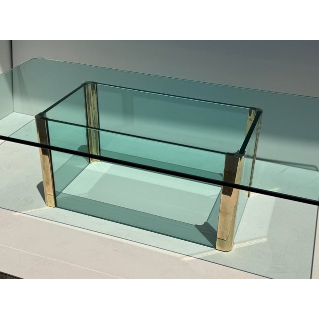 Pace Collection 1970s Leon Rosen for Pace Collection Glass and Brass Coffee Table For Sale - Image 4 of 12