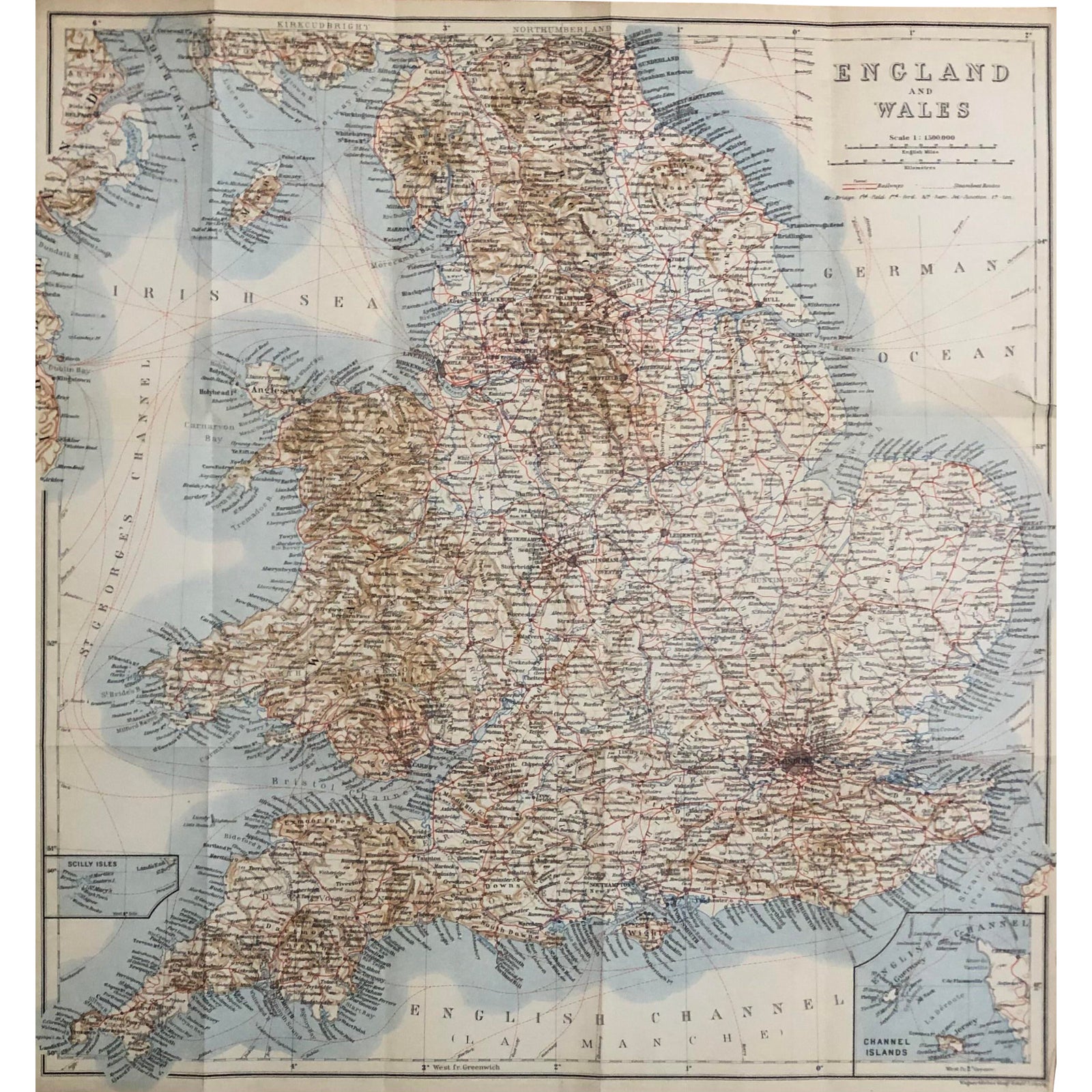 1911 Map of London &amp; Wales From a London Guidebook | Chairish