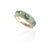 Art Deco Impeccable 14k Yellow Gold Three Stone Emerald and Diamond Ring Size 7 For Sale - Image 3 of 6