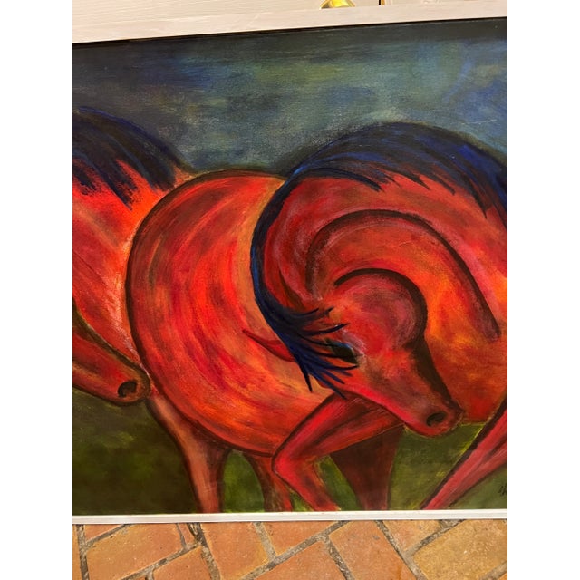 2000 - 2009 Enormous Framed Contemporary Oil on Canvas of Horses For Sale - Image 5 of 11