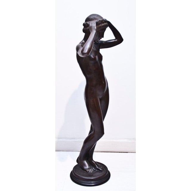 Bronze Sculpture “Nude of Young Woman” by K. Gabriel, 1913 For Sale - Image 4 of 6