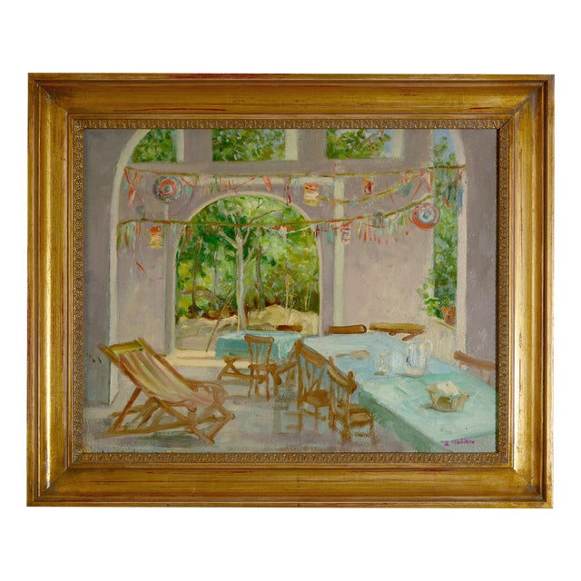 Alfredo Mahieux, Luce su Terrazza Ischitana, 1950s, Oil on Panel For Sale