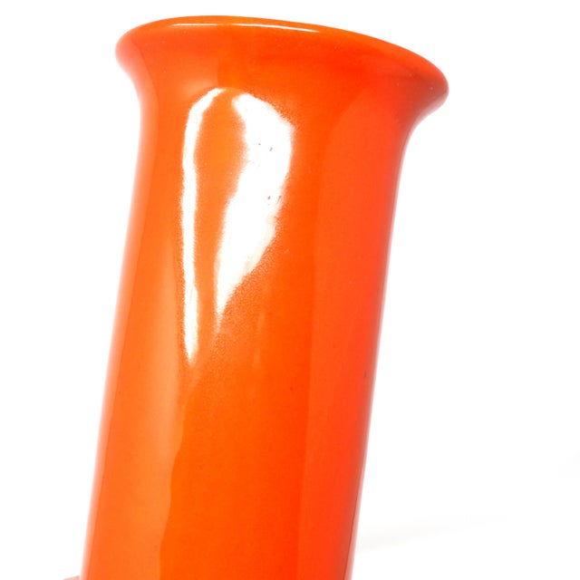 1970s Italian Orange Ceramic Cylinder Vase, 11.5" — Marked 1081/G For Sale - Image 5 of 8