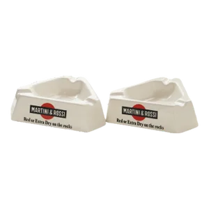Martini & Rossi Italian Ceramic Ashtrays - a Pair