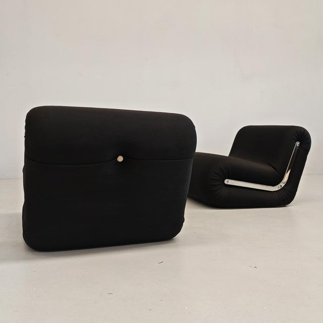Boomerang Armchairs in Black Stretch Fabric by Rodolfo Bonetto for Flexform, 1970s, Set of 2 For Sale - Image 9 of 18