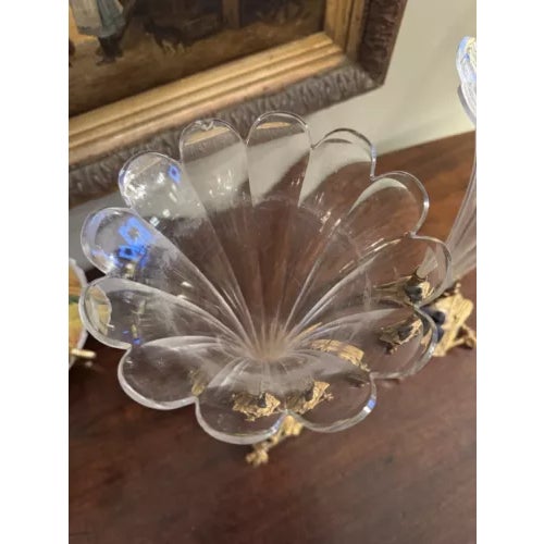 Antique Pair of Gilt Bronze and Baccarat Crystal French Cornucopia Vases For Sale - Image 10 of 11