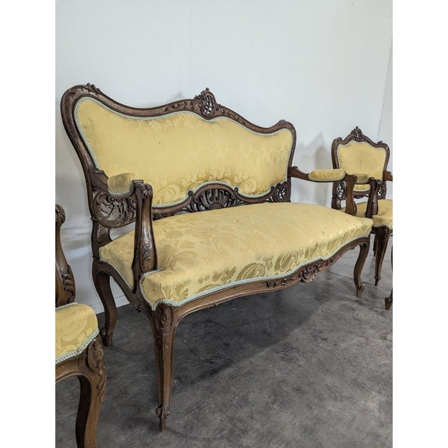 Napoleon III Walnut Living Room Set, Set of 5 For Sale - Image 4 of 11