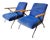 Mid-Century Modern Blue Fabric Armchairs. 1950s, Set of 2 For Sale