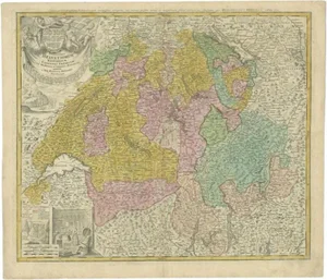 Antique Map of Switzerland from Homann Heirs, 1732