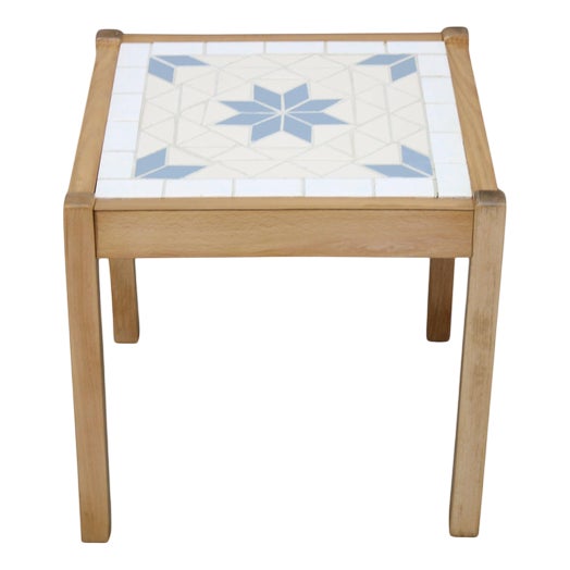 Small Tile Beech Table, Denmark, 1970s For Sale