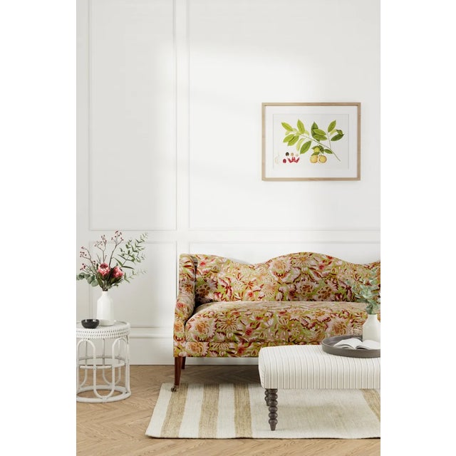 Traditional Sanderson Amara Butterfly Fabric in Olive /Lotus Pink - a Sample For Sale - Image 3 of 3