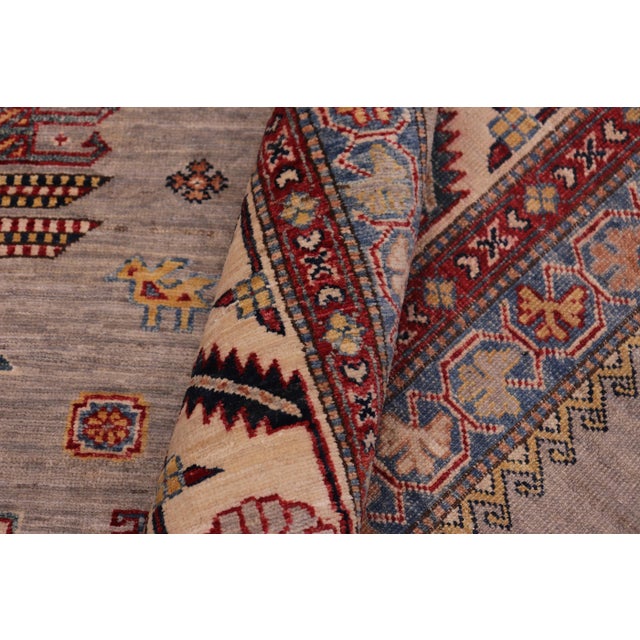 Southwestern Super Kazak Gray/Beige Wool Rug - 8'8'' X 12'5'' For Sale - Image 4 of 8
