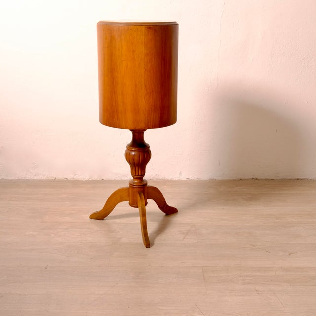 Antique Wooden Column Bedside Table, Early 1900s For Sale - Image 9 of 16