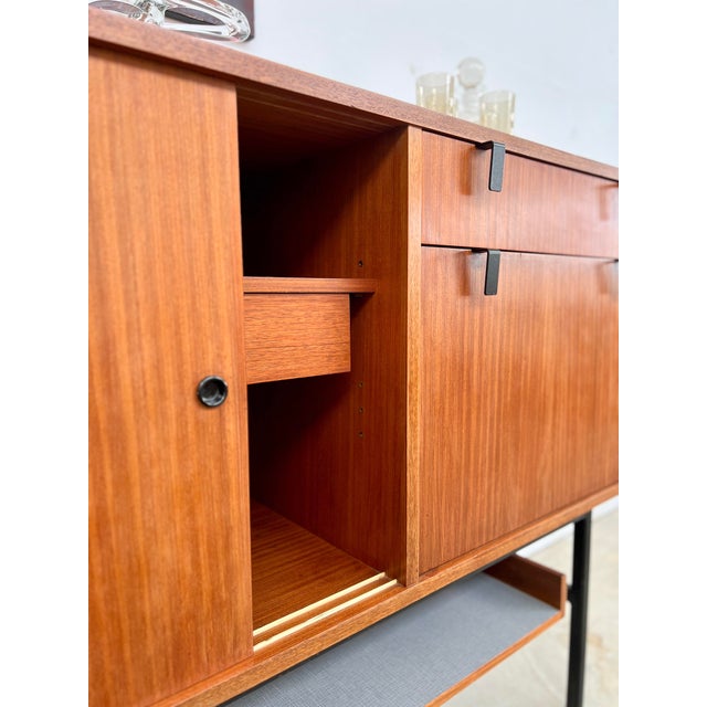 Mid-Century Modern Modernist Teak Sideboard with Metal Base by Alain Richard for Caminelle, 1960s For Sale - Image 3 of 18