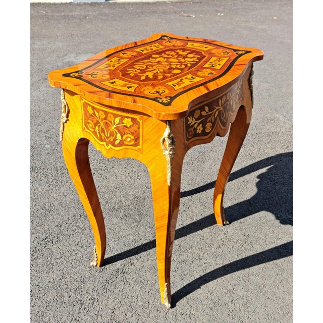 New Marquetry French Style Side Table/Desk With Drawer New Style For Sale In New York - Image 6 of 10
