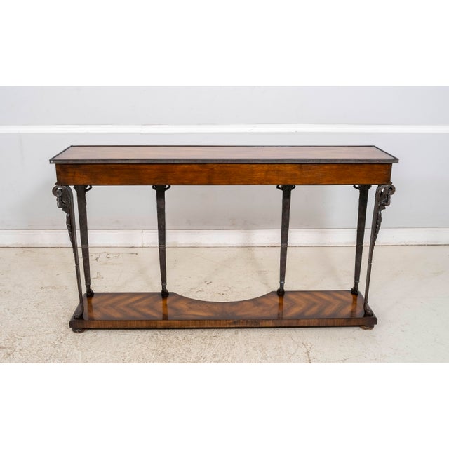 Theodore Alexander Mahogany & Figural Bronze 3 Drawer Console Table For Sale - Image 18 of 18