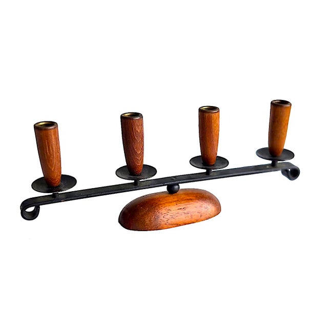 1980s Lüthje Danish Teak Wood Candelabra For Sale In Miami - Image 6 of 13