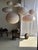 Japanese-Style Round Pink Rattan and Natural Linen Pendant Light For Sale - Image 9 of 18