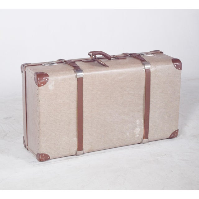 Mid-Century Modern Travelling Bag with Leather, 1950s For Sale - Image 12 of 13