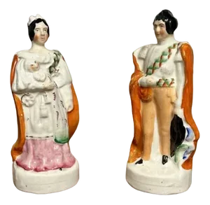 Victorian Staffordshire Figures, 1880, Set of 2