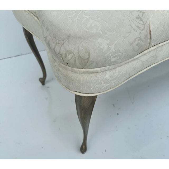 Rococo Tufted Bench with brass Legs For Sale - Image 4 of 7