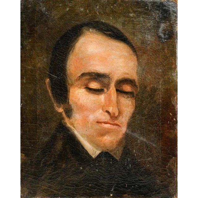 A hauntingly intimate and deeply evocative work of 19th-century portraiture, this circa 1860 oil painting on canvas...